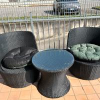 Poltrone e tavolino da giardino