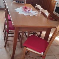 Tavolo rettangolare con 6 sedie, allungabile.