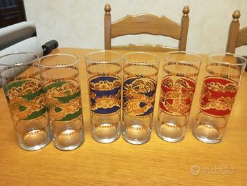 Set 6 bicchieri con decorazioni in oro