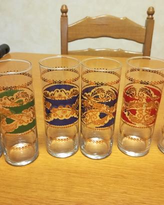 Set 6 bicchieri con decorazioni in oro