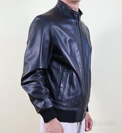 Giubbotto bomber uomo in vera pelle nera 