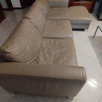 Divano con penisola in vera pelle