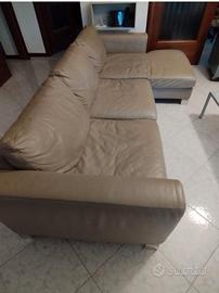 Divano con penisola in vera pelle