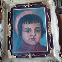 Quadro 1941 ritratto di bimba  e cornice coeva