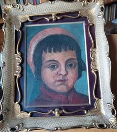 Quadro 1941 ritratto di bimba  e cornice coeva