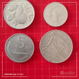 4 monete da 1/5/10 lire 