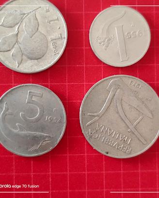 4 monete da 1/5/10 lire 