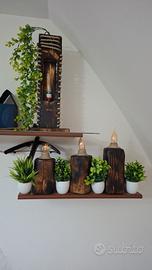 Lampade in legno artigianali in stile rustico in v