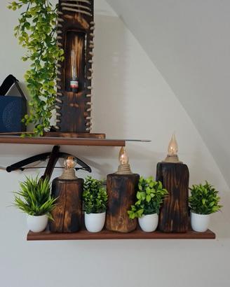 Lampade in legno artigianali in stile rustico in v