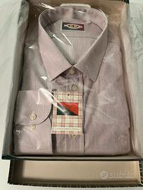 Camicia uomo a righe verticali bordeaux Tg 47