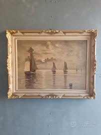 DIPINTO MARINA OLIO SU TELA anni 50 