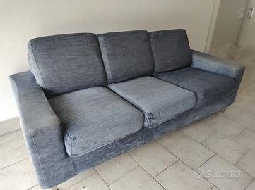 Divano 3 posti in tessuto grigio-blu