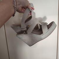 scarpe con zeppa beje scamosciato tg 37