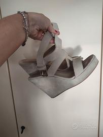 scarpe con zeppa beje scamosciato tg 37