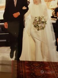 Abito da sposa in seta e macramè