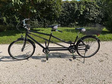 Tandem ben tenuto con cestino porta pacchi