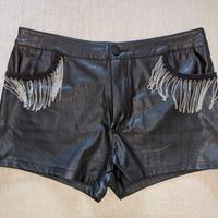 pantaloncino pantalone shorts finta pelle catena