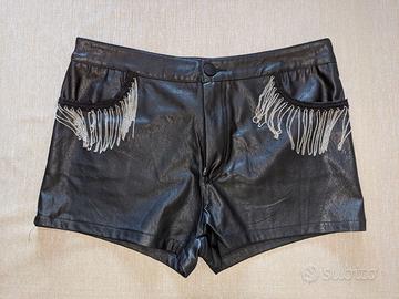 pantaloncino pantalone shorts finta pelle catena