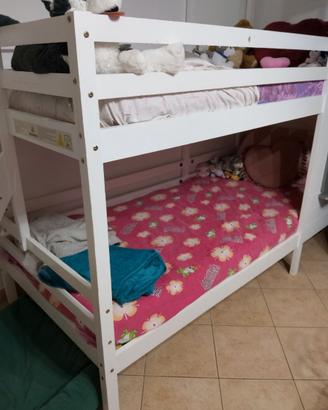 Letto a castello bimbi a casetta con 2 materassi -