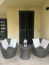 Salotto da giardino in rattan marrome