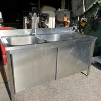 Lavabo armadiato da 160 Doppia Vasca con rubinetto