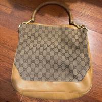 Borsa Gucci vintage monogram con manico in bamboo