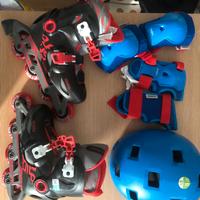 Roller bambino con casco e protezioni 6-10 anni