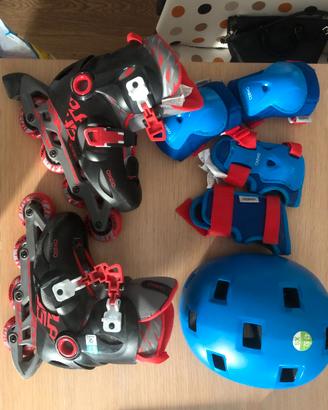 Roller bambino con casco e protezioni 6-10 anni