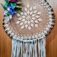 ghirlanda Lavorazione uncinetto e legno, cm 50 