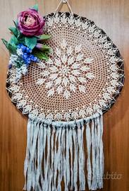 ghirlanda Lavorazione uncinetto e legno, cm 50 