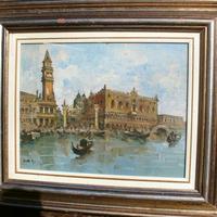 Venezia coppia dipinti Giovanni Riva (1890-1973)