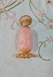 minerale quarzo rosa  base ottone nuovo