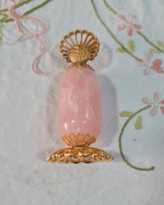 minerale quarzo rosa  base ottone nuovo