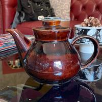 Teiera in Ceramica Smaltata Marrone Scuro