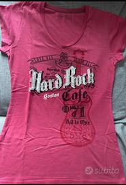 Maglia Hard Rock Cafe Boston Rosa M scollo V