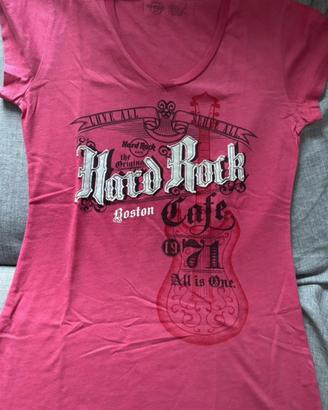 Maglia Hard Rock Cafe Boston Rosa M scollo V