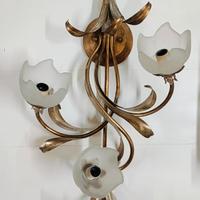 Applique shabby chic 3 luci in ferro battuto e vet