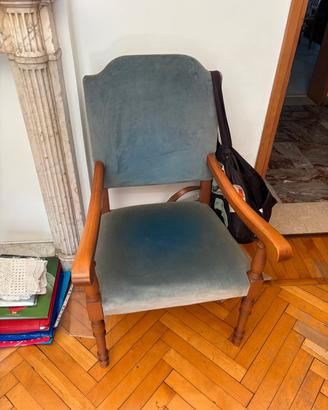 poltroncine stile impero legno massello e velluto 
