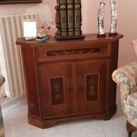 Mobile televisore in legno intarsiato con ripiano