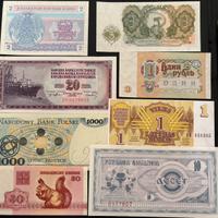 Lotto 8 banconote est Europa tutte in fds