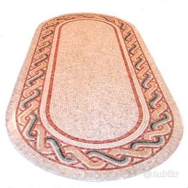 Tavolo in ferro battuto e mosaico di marmo