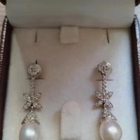 Orecchini oro 18kt perle e diamanti 