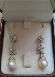 Orecchini oro 18kt perle e diamanti 