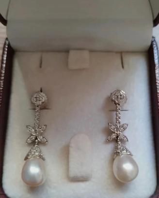 Orecchini oro 18kt perle e diamanti 