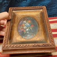 Antica Dipinto Firmat Piccola Cornice Quadretto