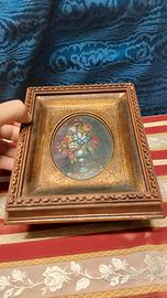 Antica Dipinto Firmat Piccola Cornice Quadretto