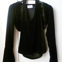 Top e coprispalla velluto Made in Italy tgS/M nero