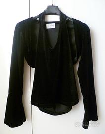 Top e coprispalla velluto Made in Italy tgS/M nero