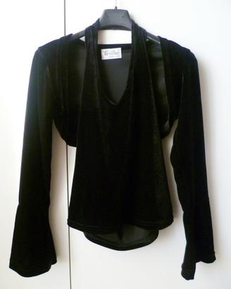 Top e coprispalla velluto Made in Italy tgS/M nero