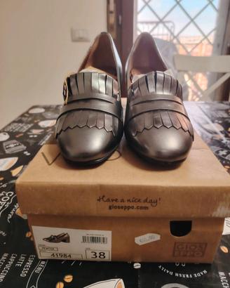 Gioseppo décolleté con frange pelle pewter n. 38